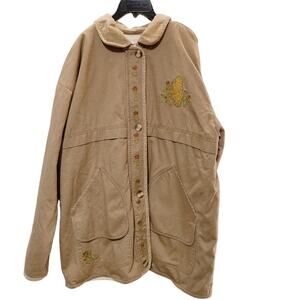 The Disney Store Winnie the Pooh Piglet Eeyore Embroidered Coat Beige Womens XL